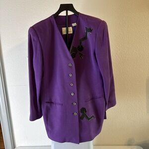 Dana Buchman Petites Woman's Blazer Jacket 100% Silk Purple Size 12